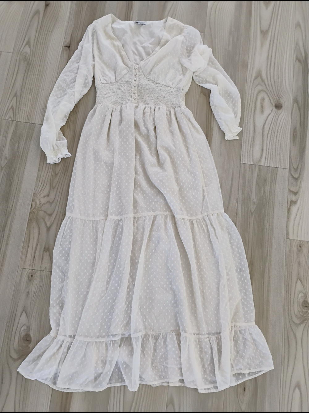 White Swiss Dot Maxi Dress